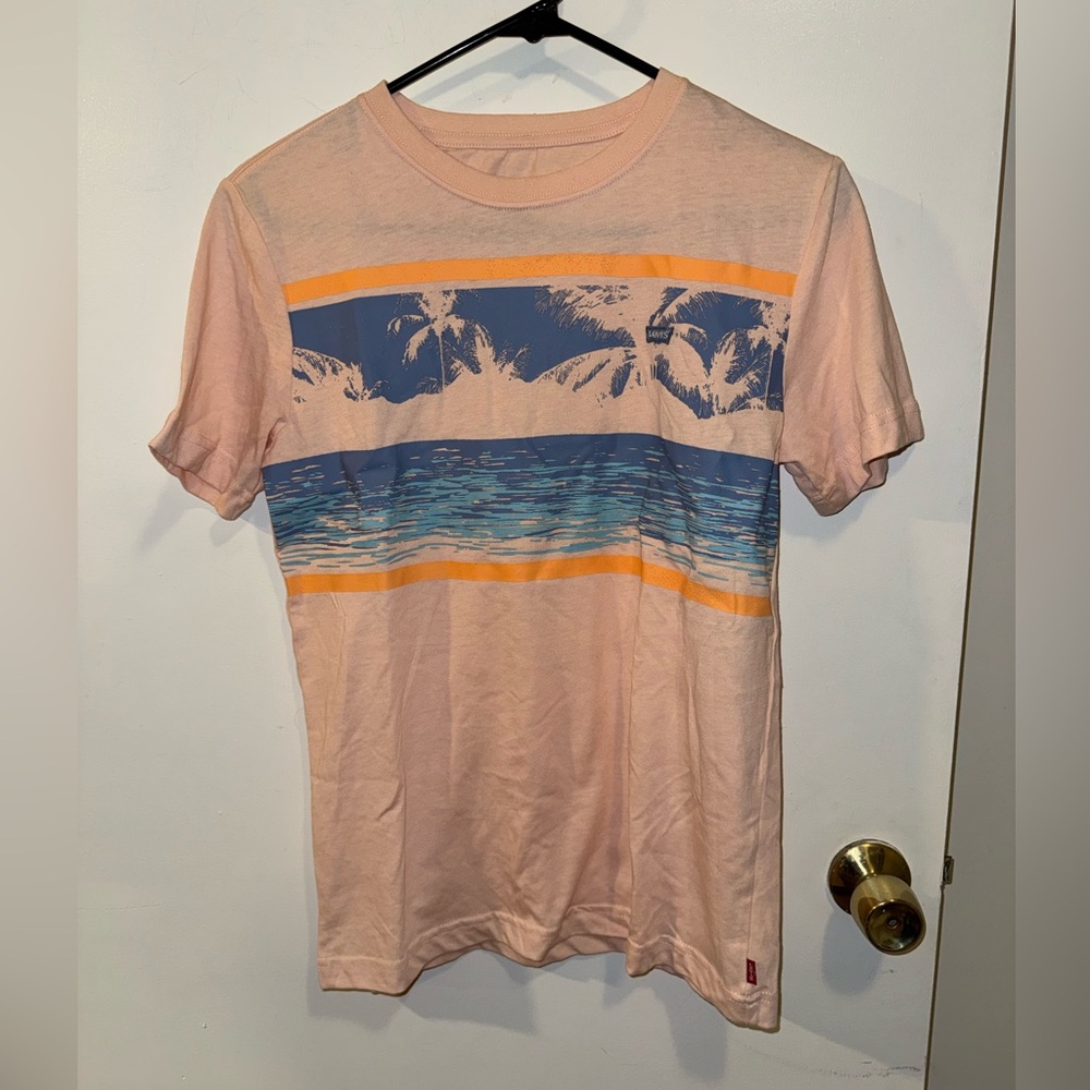 Youth Levi’s Tropical Seaside Palms Short Sleeve Shirt Size Large
